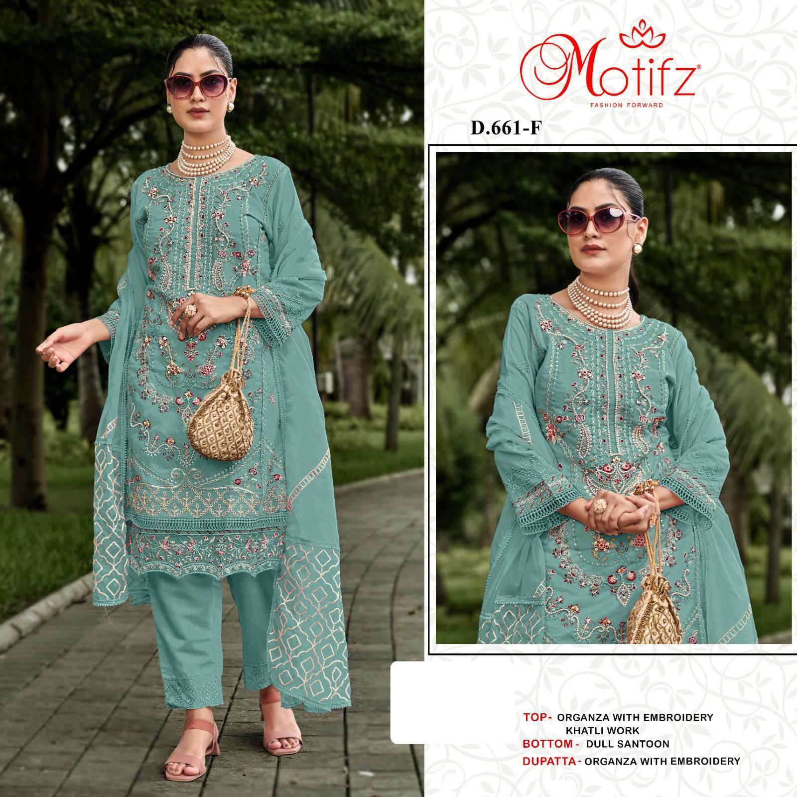 MOTIFZ D 661 COLORS VOL 2 PAKISTANI ORGANZA SUIT CATALOG WHOLESALER 