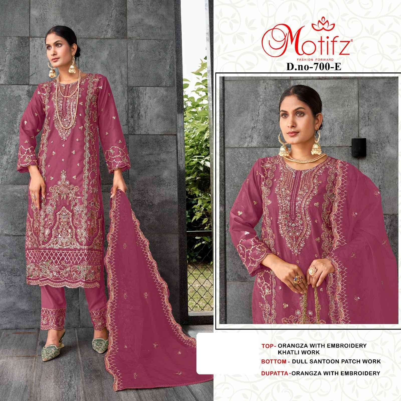MOTIFZ D 700 COLORS PAKISTANI ORGANZA SUIT CATALOG WHOLESALE PRICE DEALER 