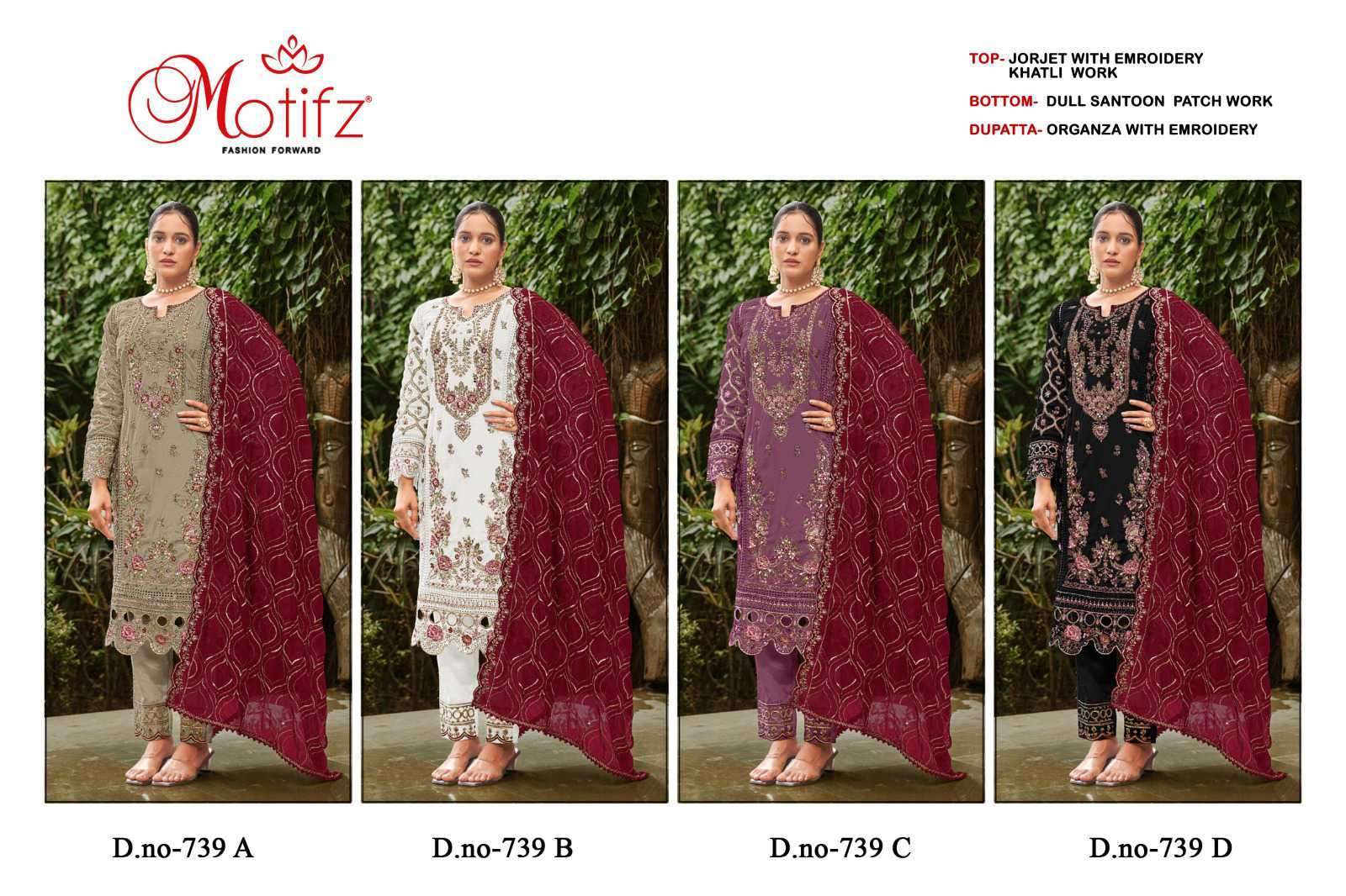 MOTIFZ D 739 COLORS HEAVY EMBROIDERY PAKISTANI SUIT SUPPLIER IN SURAT