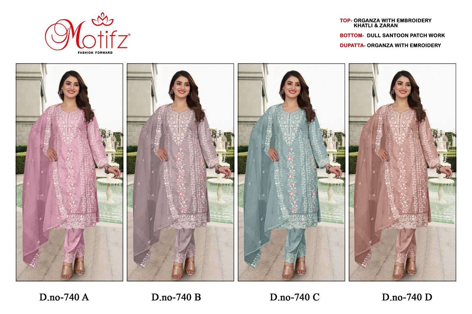 MOTIFZ D 740 COLORS READYMADE PARTYWEAR DRESS COLLECTION BEST RATE DEALER 2024
