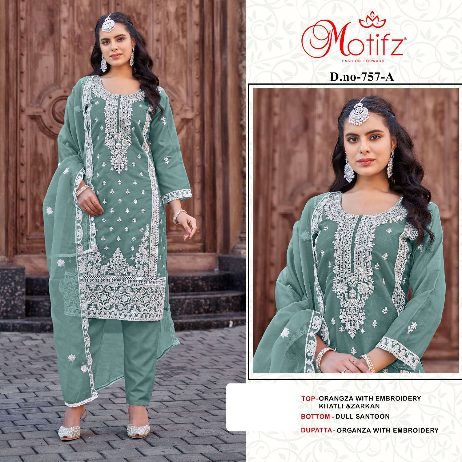 MOTIFZ D 757 COLORS DESIGNER EMBROIDERED PAKISTANI SUIT WHOLESALER 2024