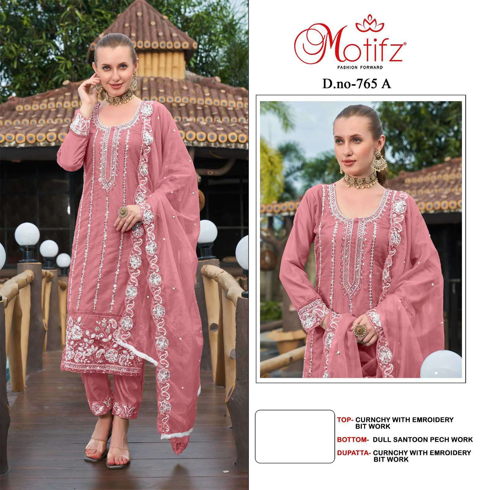 MOTIFZ D 765 COLORS PAKISTANI DESIGNER SUIT CATALOG SUPPLIER 2024
