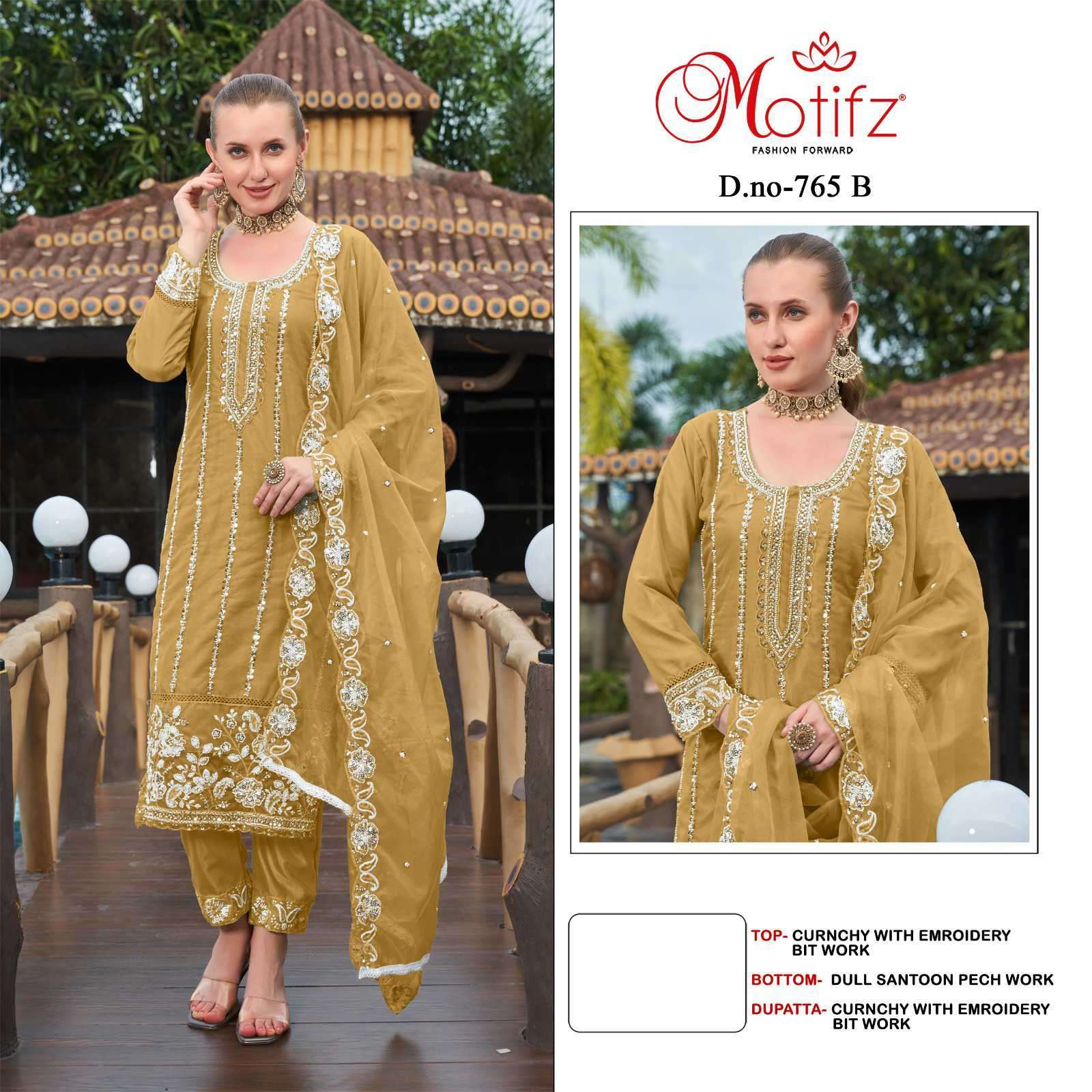 MOTIFZ D 765 COLORS PAKISTANI DESIGNER SUIT CATALOG SUPPLIER 2024