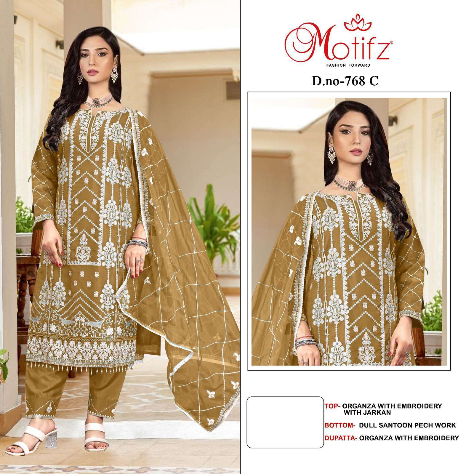 MOTIFZ D 768 COLORS EMBROIDERED PAKISTANI SUIT CATALOG WHOLESALER 