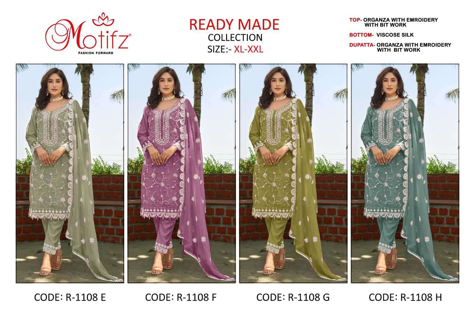 MOTIFZ R 1108 COLORS PAKISTANI READYMADE SUIT COLLECTION BEST RATE SUPPLIER 2024