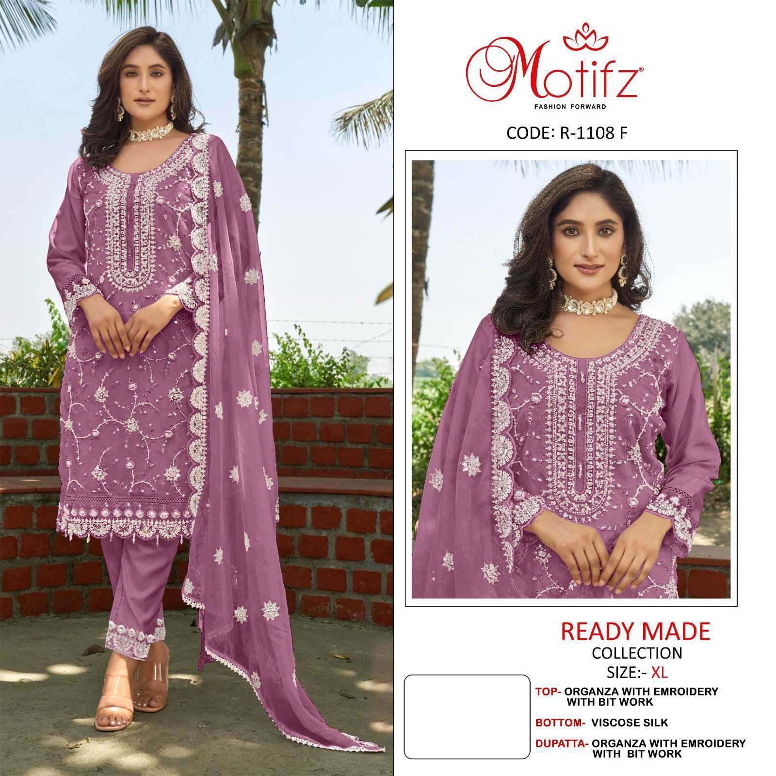 MOTIFZ R 1108 COLORS PAKISTANI READYMADE SUIT COLLECTION BEST RATE SUPPLIER 2024