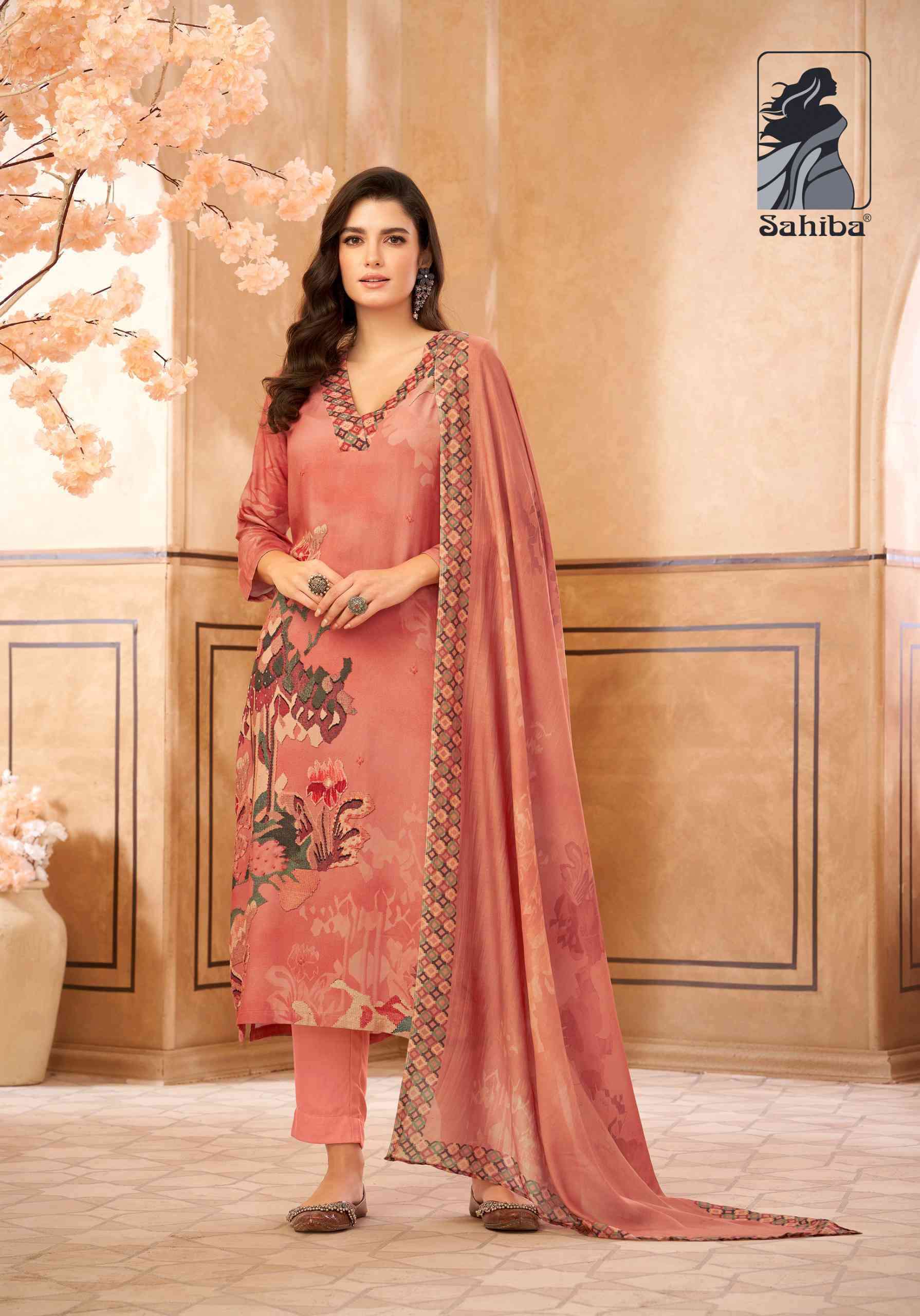 SAHIBA FIRDOUS FANCY MUSLIN SILK LADIES SUIT CATALOGUE WHOLESALER IN SURAT 2024