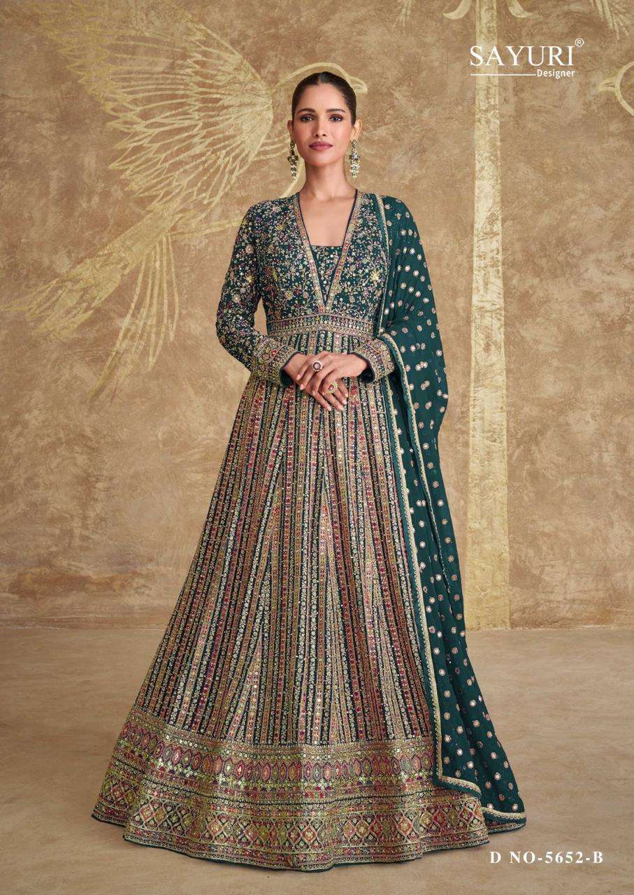 SAYURI ROYAL GOLD 5652 COLORS PARTYWEAR DESIGNER GOWN CATALOG DEALER 2024