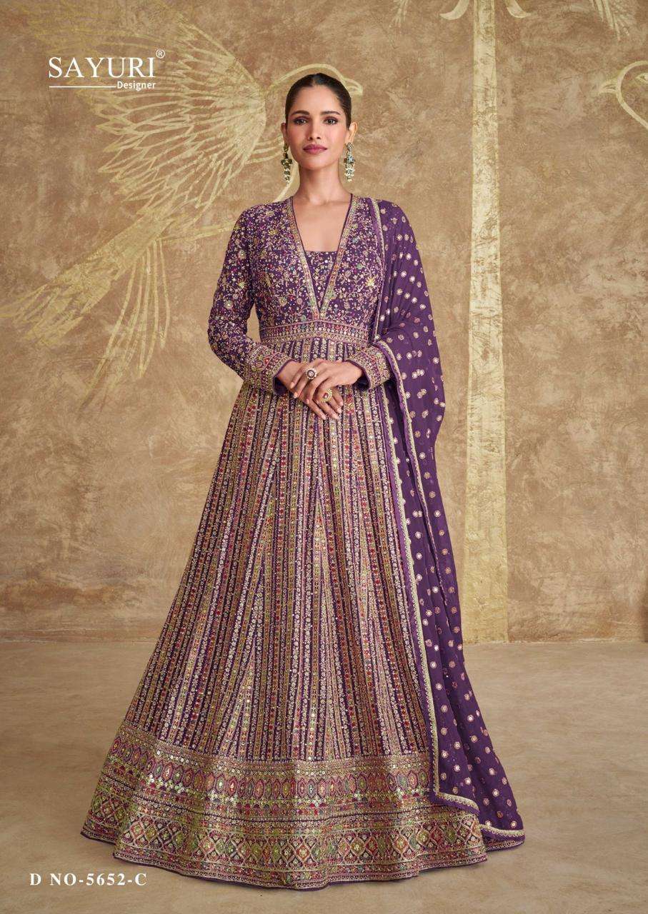 SAYURI ROYAL GOLD 5652 COLORS PARTYWEAR DESIGNER GOWN CATALOG DEALER 2024