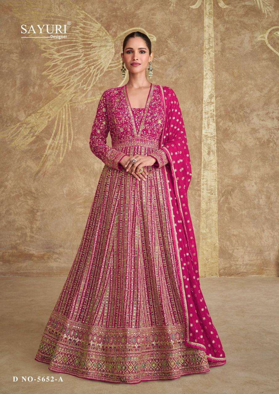 SAYURI ROYAL GOLD 5652 COLORS PARTYWEAR DESIGNER GOWN CATALOG DEALER 2024