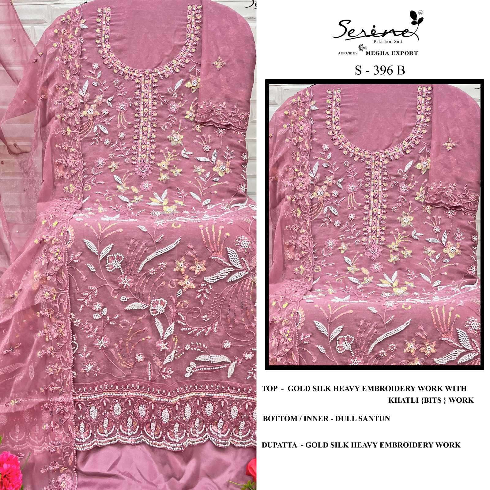 SERINE S 396 COLORS DESIGNER WORK SILK PAKISTANI DRESS COLLECTION BEST RATE WHOLESALER 2024