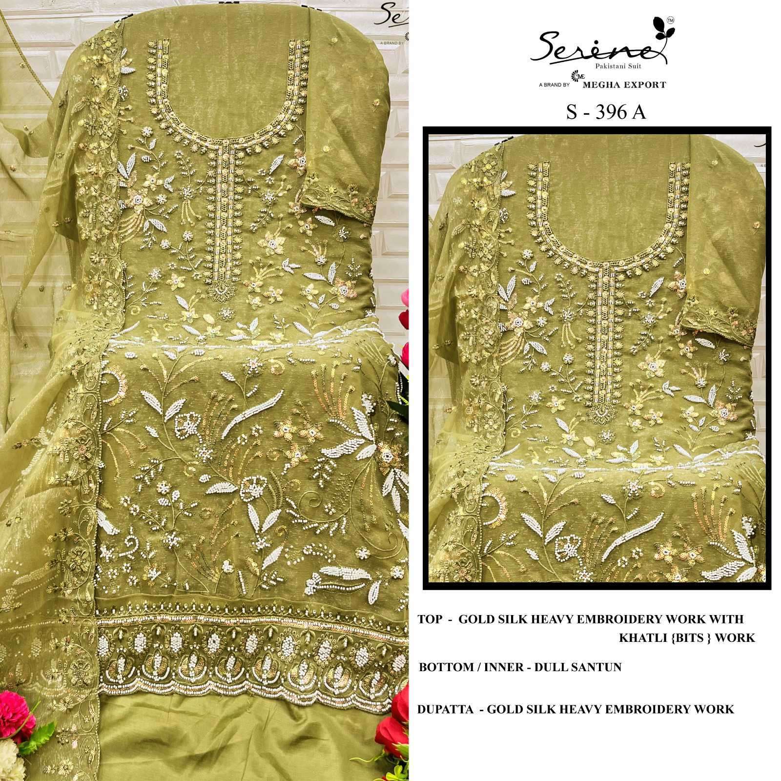 SERINE S 396 COLORS DESIGNER WORK SILK PAKISTANI DRESS COLLECTION BEST RATE WHOLESALER 2024