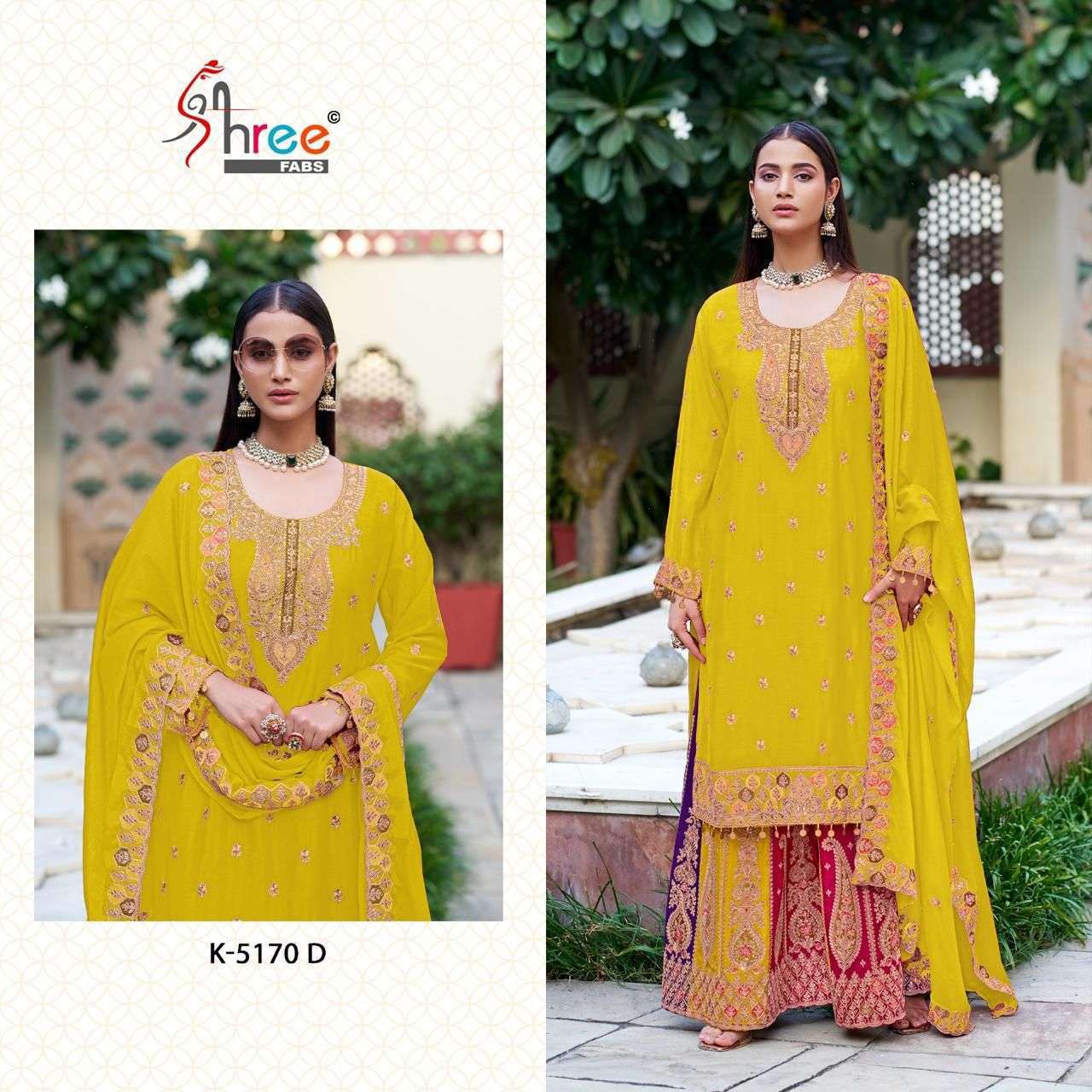 SHREE FAB K 5170 COLORS WEDDING WEAR SHARARA DRESS CATALOG WHOLESALER 
