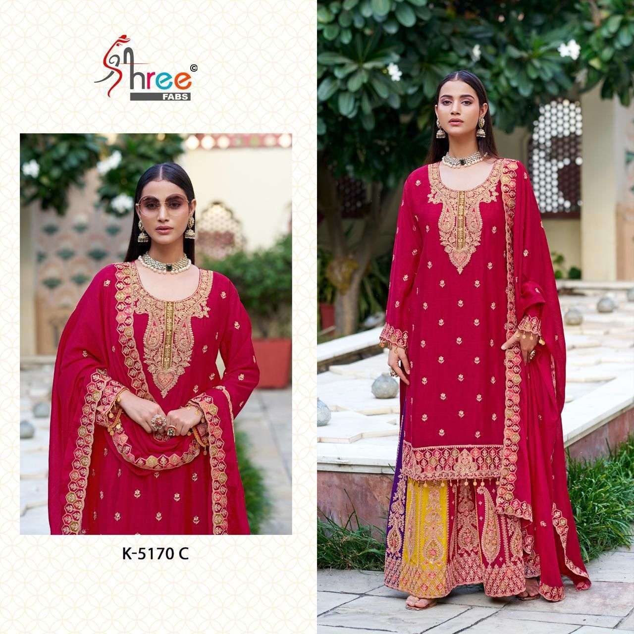 SHREE FAB K 5170 COLORS WEDDING WEAR SHARARA DRESS CATALOG WHOLESALER 