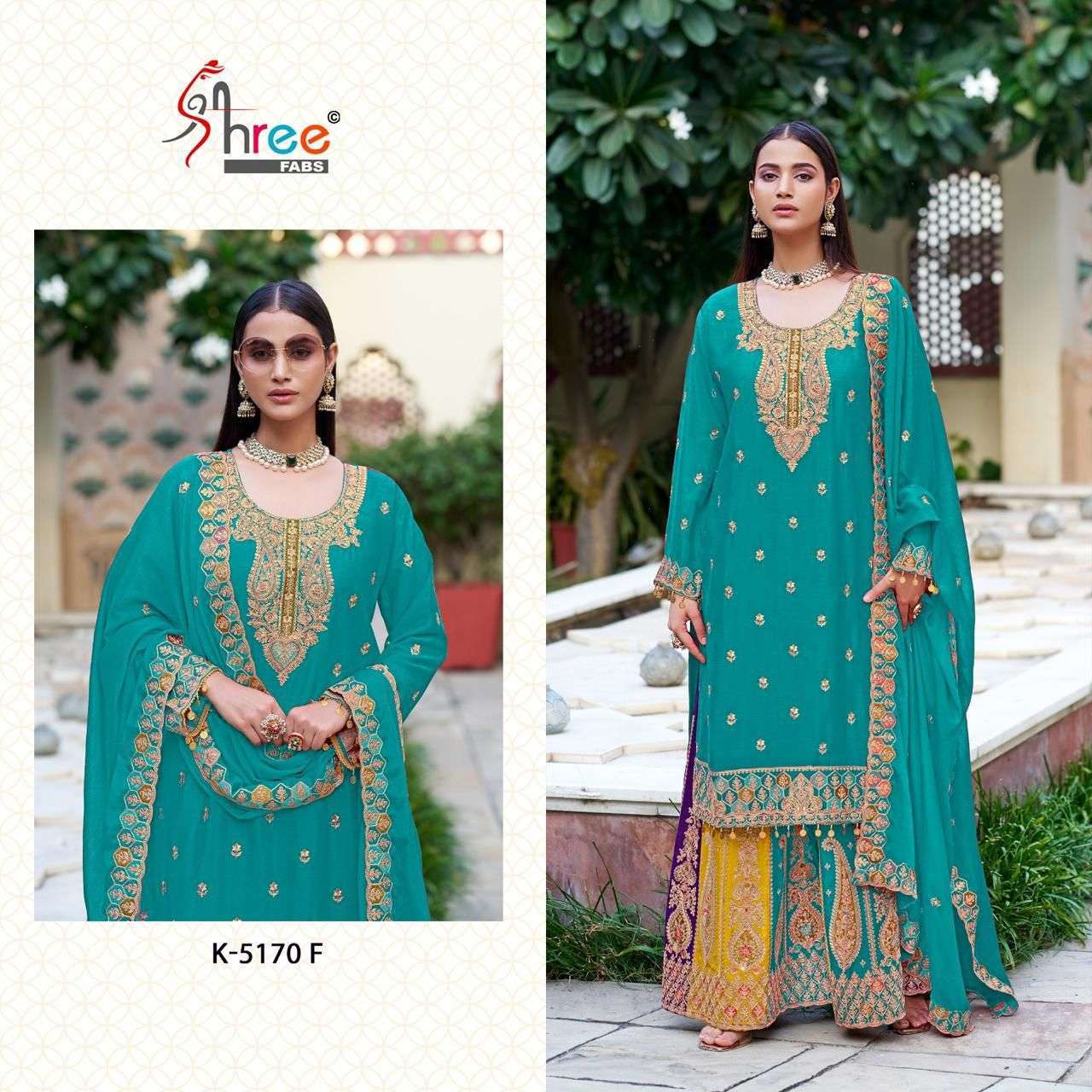 SHREE FAB K 5170 COLORS WEDDING WEAR SHARARA DRESS CATALOG WHOLESALER 