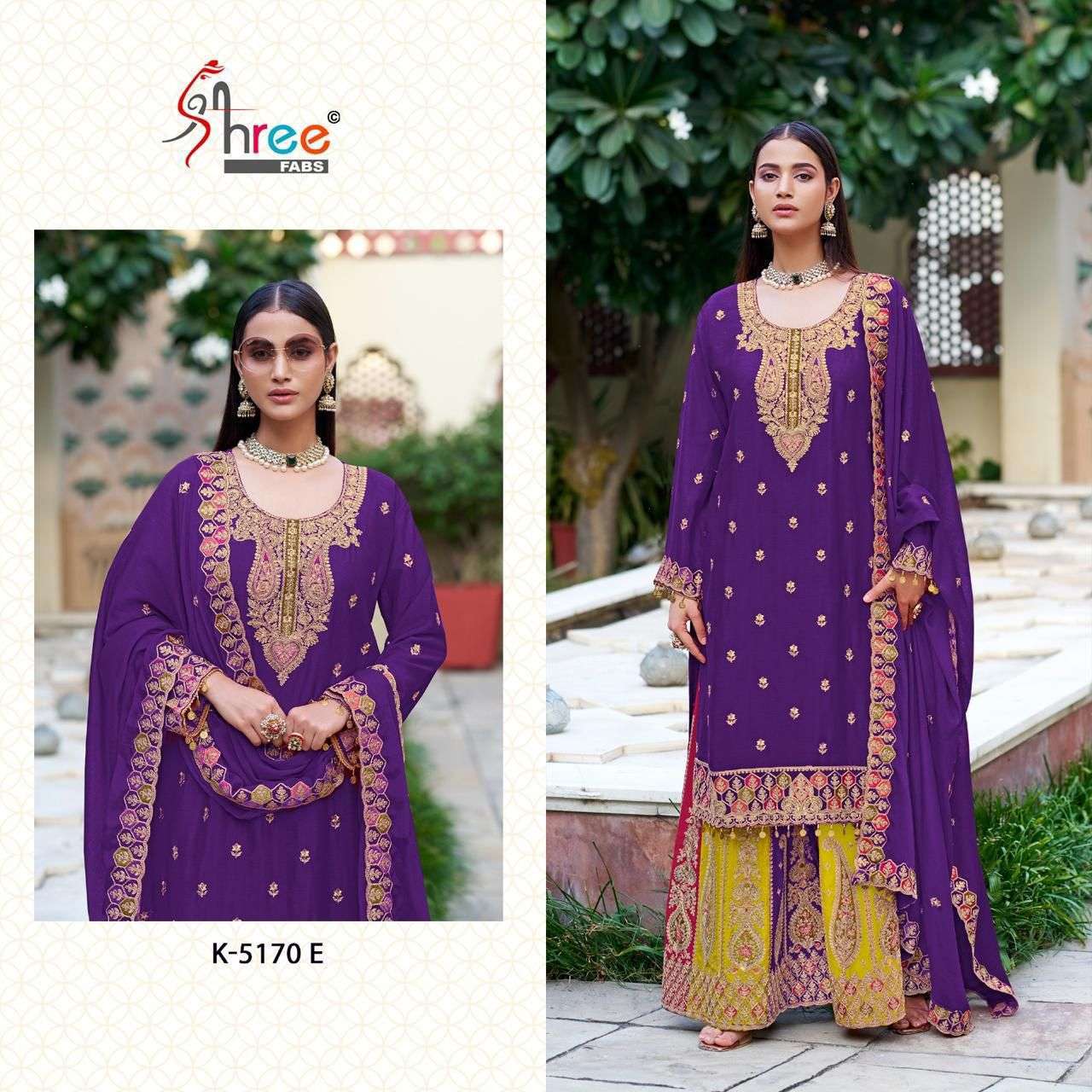 SHREE FAB K 5170 COLORS WEDDING WEAR SHARARA DRESS CATALOG WHOLESALER 