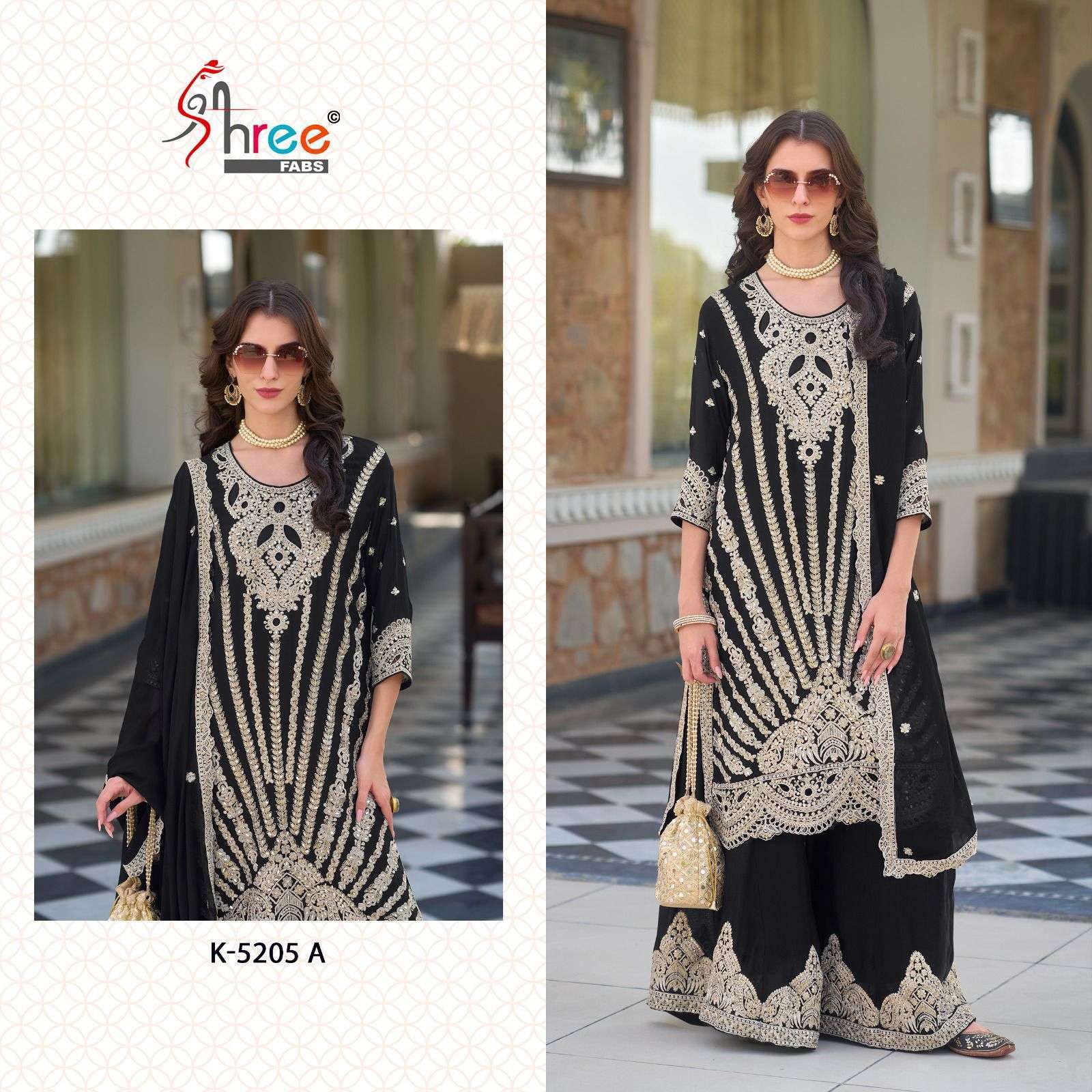 SHREE FAB K 5205 COLORS PARTYWEAR PALAZOO DESIGNER DRESS SUPPLIER IN SURAT 2024