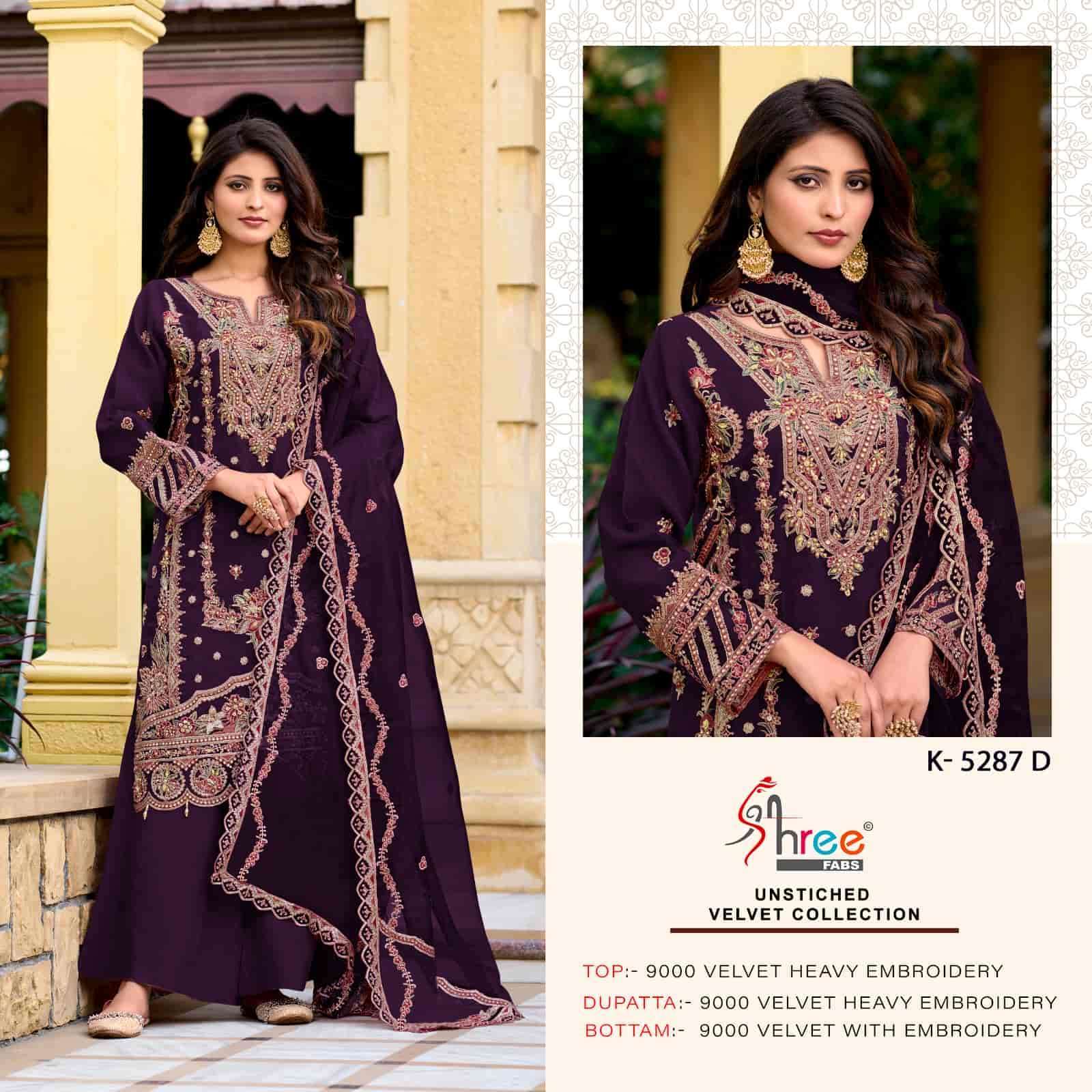 SHREE FAB K 5287 COLORS HEAVY EMBROIDERED SUIT WHOLESALER IN SURAT 