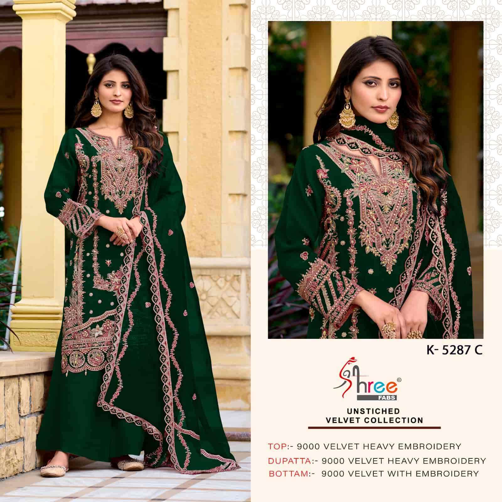 SHREE FAB K 5287 COLORS HEAVY EMBROIDERED SUIT WHOLESALER IN SURAT 