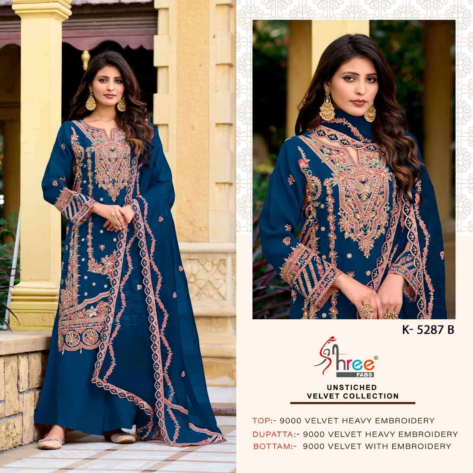 SHREE FAB K 5287 COLORS HEAVY EMBROIDERED SUIT WHOLESALER IN SURAT 