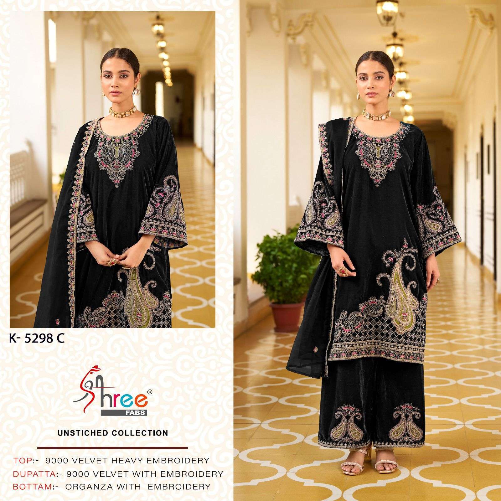 SHREE FAB K 5298 COLORS LATEST DESIGNER VELVET SUIT CATALOG EXPORTER 2024