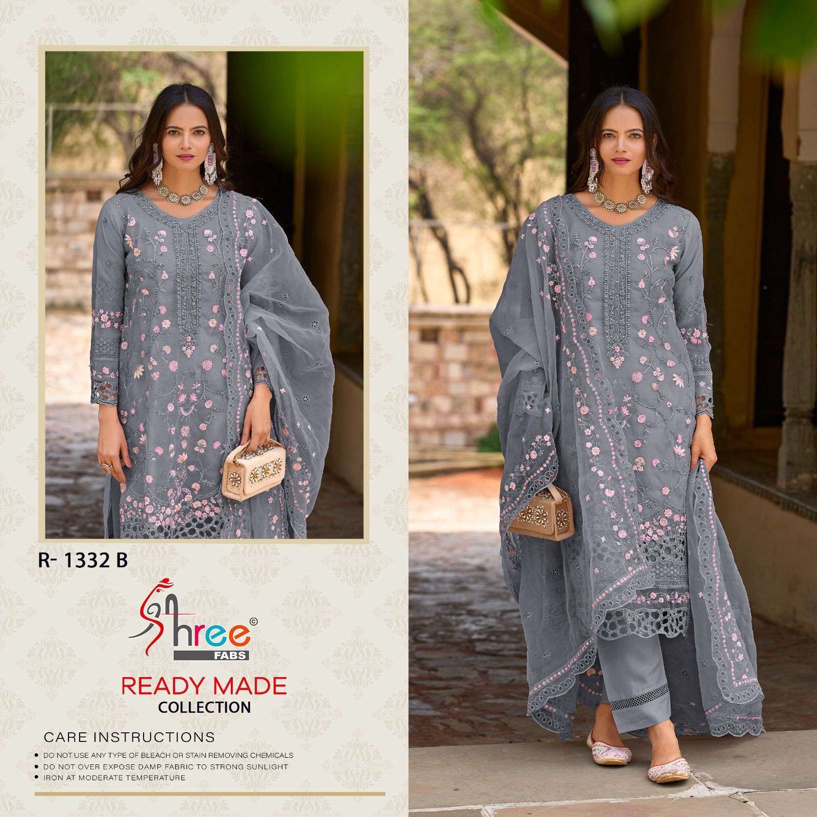 SHREE FAB R 1332 COLORS READYMADE PAKISTANI DESIGNER SUIT ORGANZA DRESS COLLECTION BEST RATE 