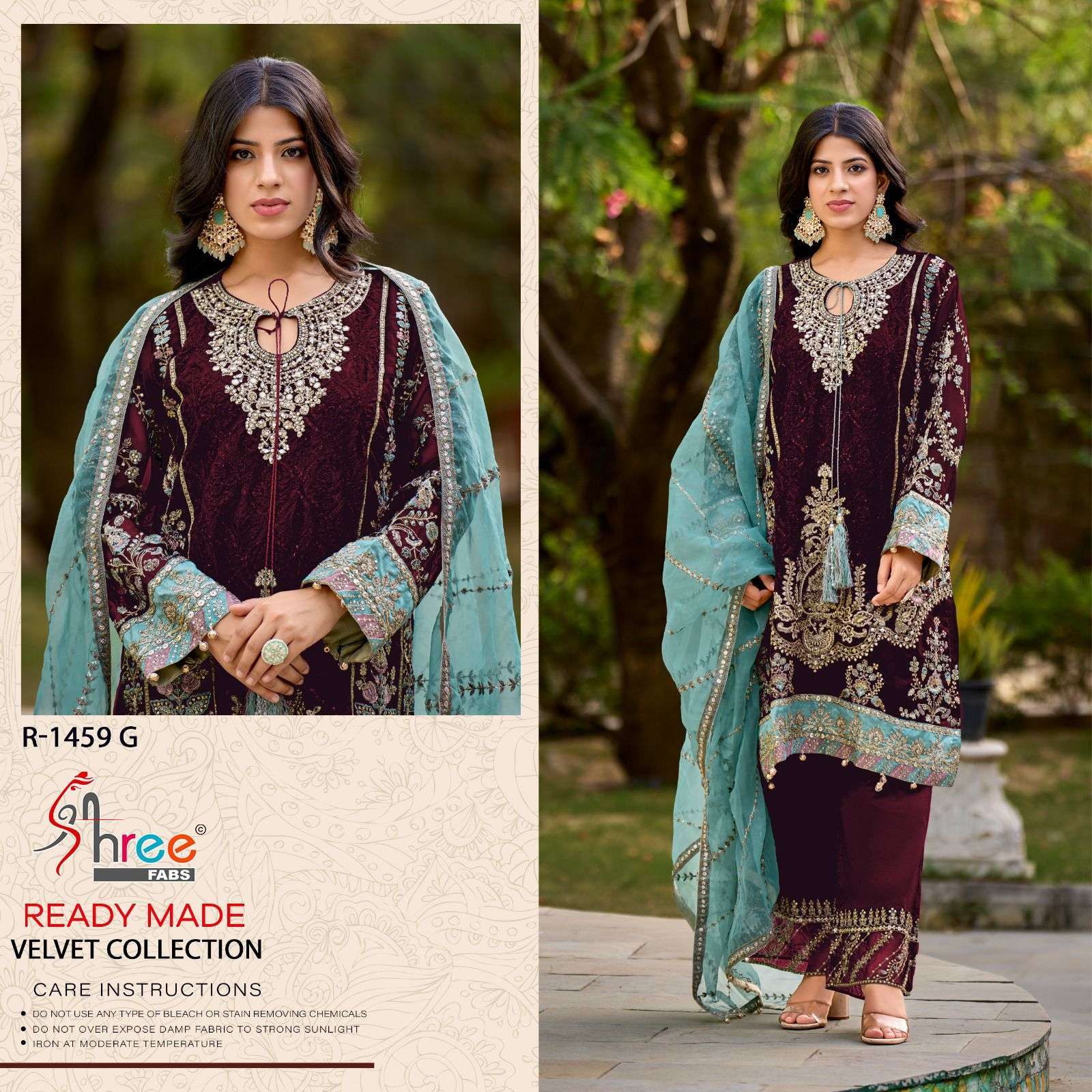 SHREE FAB R 1459 COLORS VOL 2 PAKISTANI VELVET READYMADE SUIT WHOLESALER 