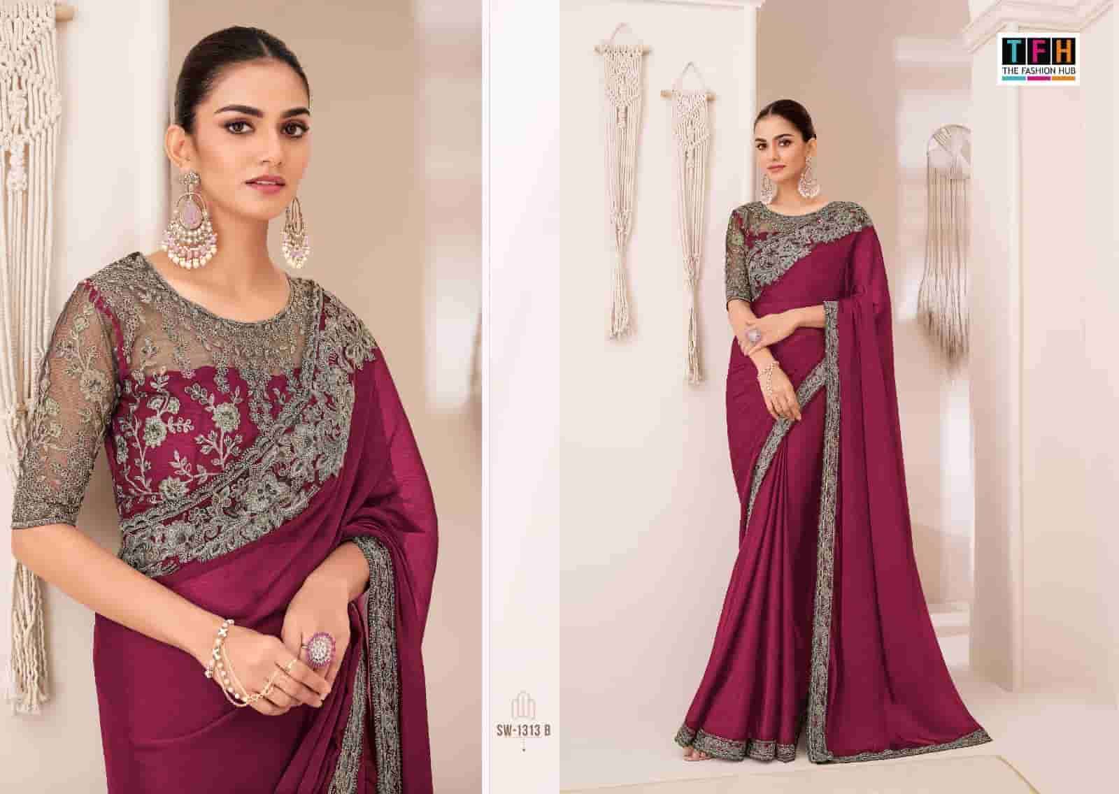 TFH SANDALWOOD 1313 HIT COLORS PARTY WEAR STYLE DESIGNER SAREE COLLCTION WHOLESALE PRICE DEALER 