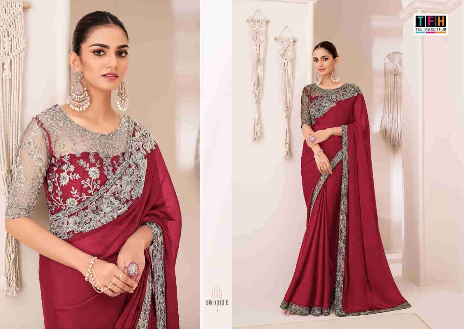 TFH SANDALWOOD 1313 HIT COLORS PARTY WEAR STYLE DESIGNER SAREE COLLCTION WHOLESALE PRICE DEALER 