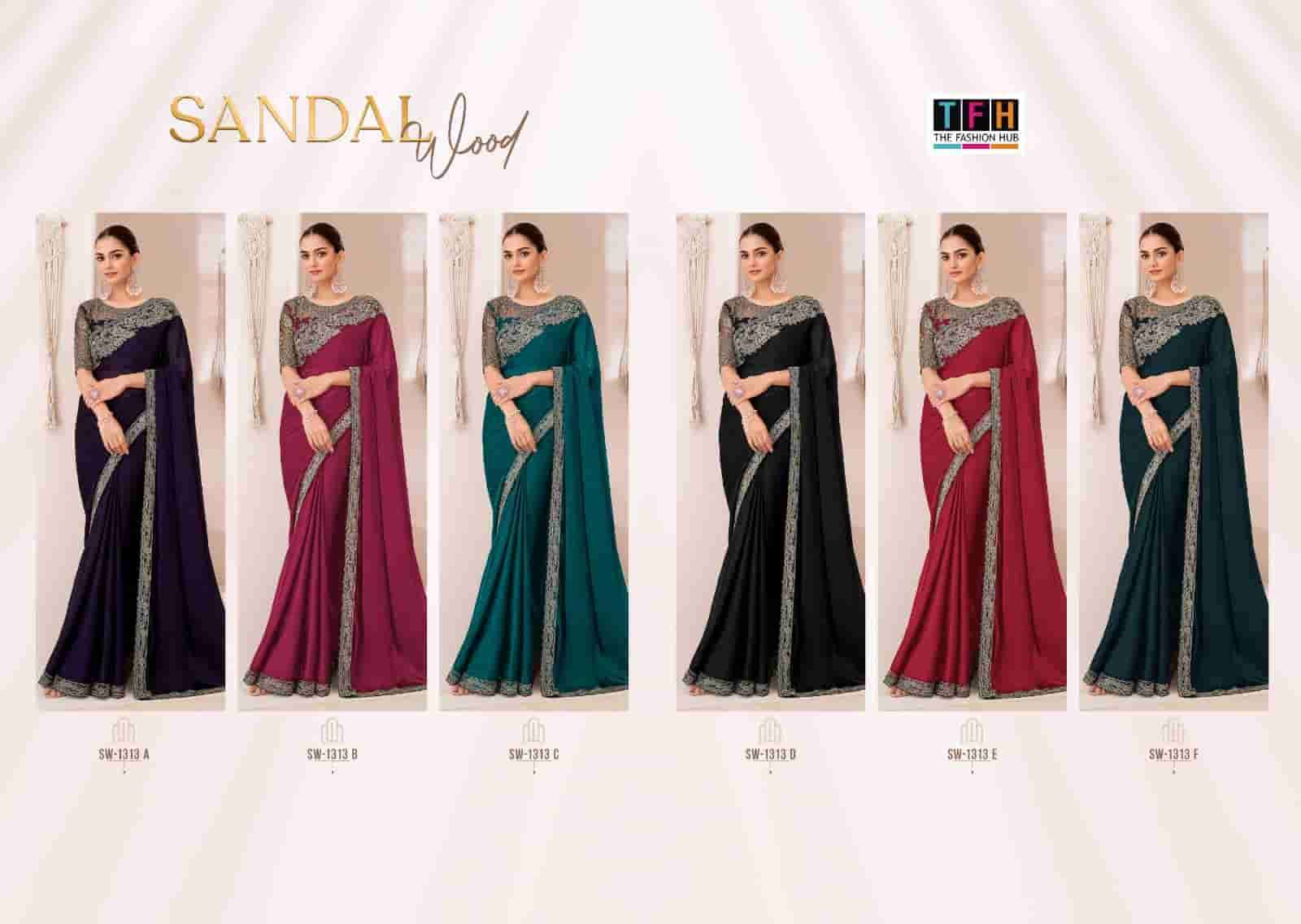 TFH SANDALWOOD 1313 HIT COLORS PARTY WEAR STYLE DESIGNER SAREE COLLCTION WHOLESALE PRICE DEALER 