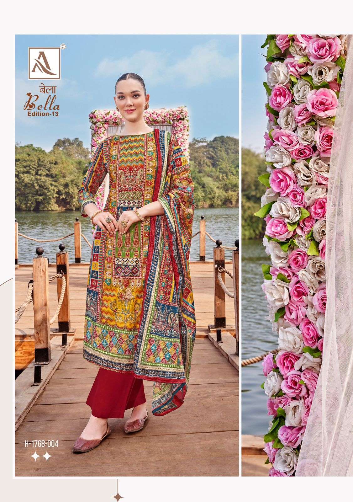 ALOK SUIT BELLA EDITION 13 PURE MUSLIN LADIES SUIT CATALOG EXPORTER IN SURAT 