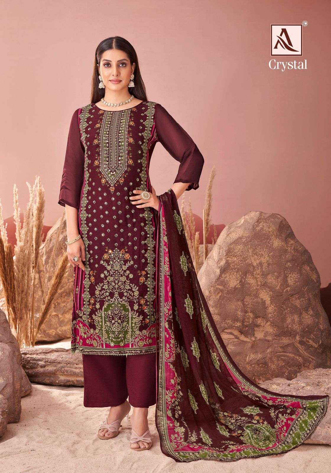ALOK SUIT CRYSTAL FANCY VISCOSE ORGANZA SUIT CATALOG SUPPLIER 2025