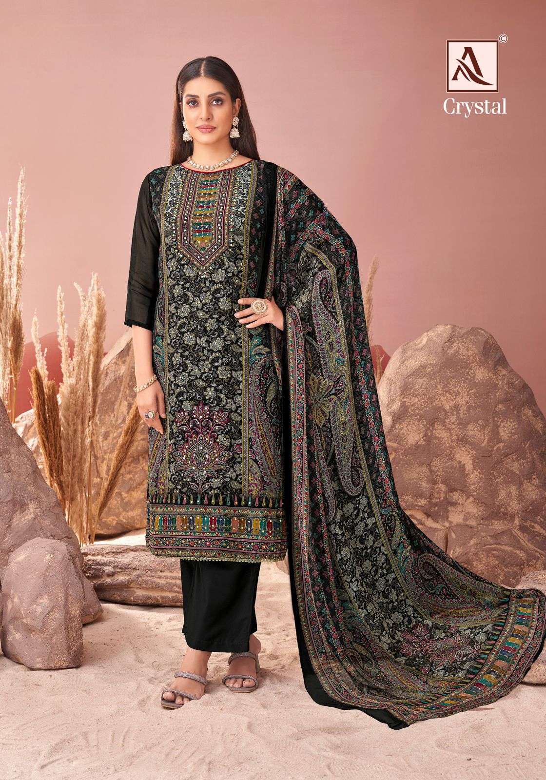 ALOK SUIT CRYSTAL FANCY VISCOSE ORGANZA SUIT CATALOG SUPPLIER 2025