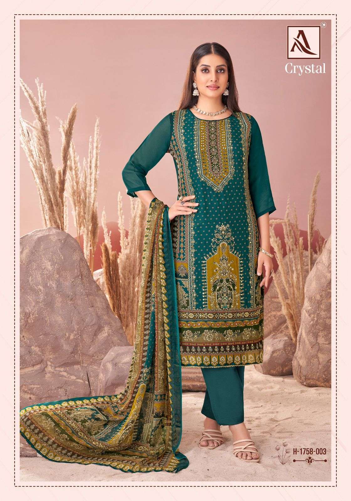 ALOK SUIT CRYSTAL FANCY VISCOSE ORGANZA SUIT CATALOG SUPPLIER 2025