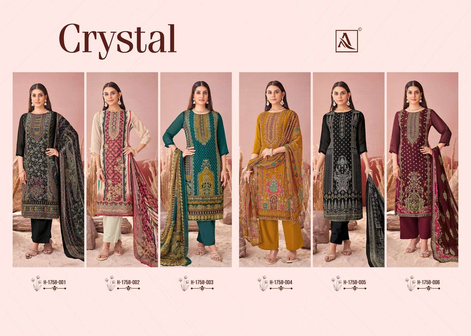 ALOK SUIT CRYSTAL FANCY VISCOSE ORGANZA SUIT CATALOG SUPPLIER 2025