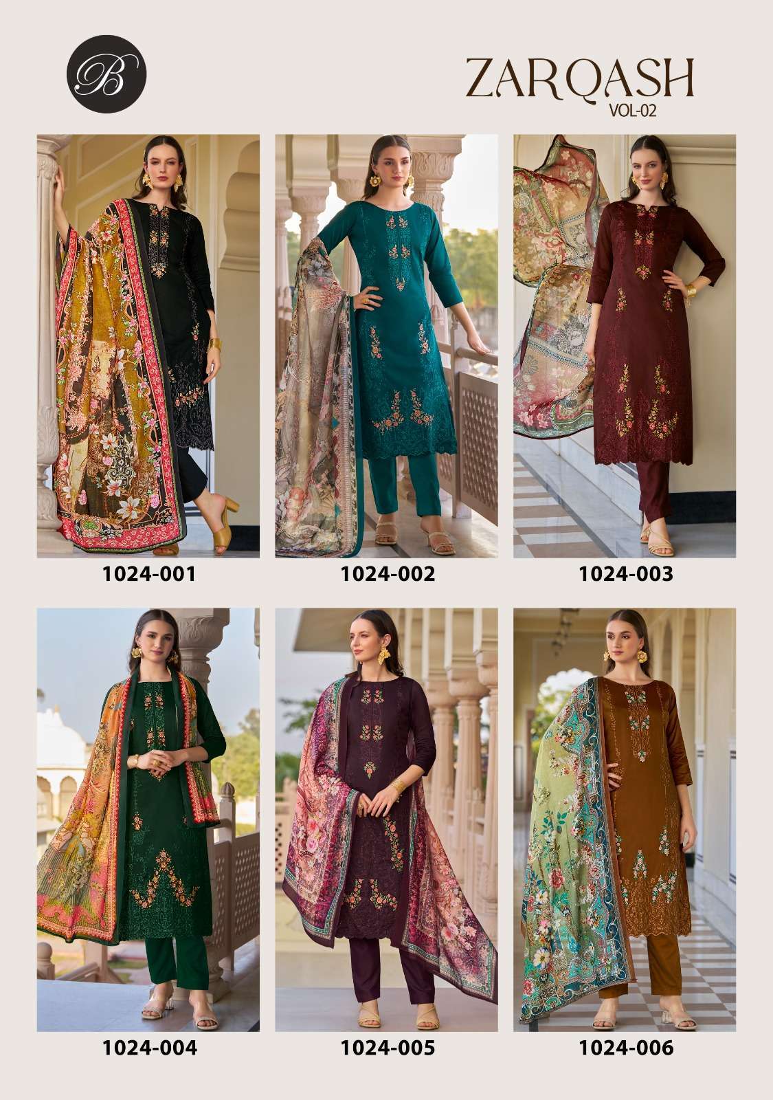 BELLIZA ZARQASH VOL 2 EMBROIDERY WORK COTTON SUIT CATALOG EXPORTER 2025