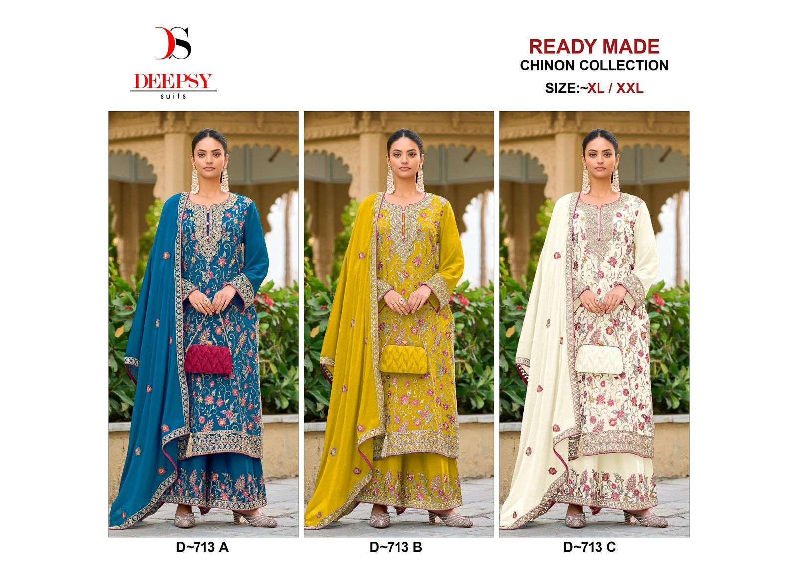 DEEPSY D 713 COLORS DESIGNER CHINON DRESS PARTYWEAR COLLECTION BEST RATE DEALER 2025