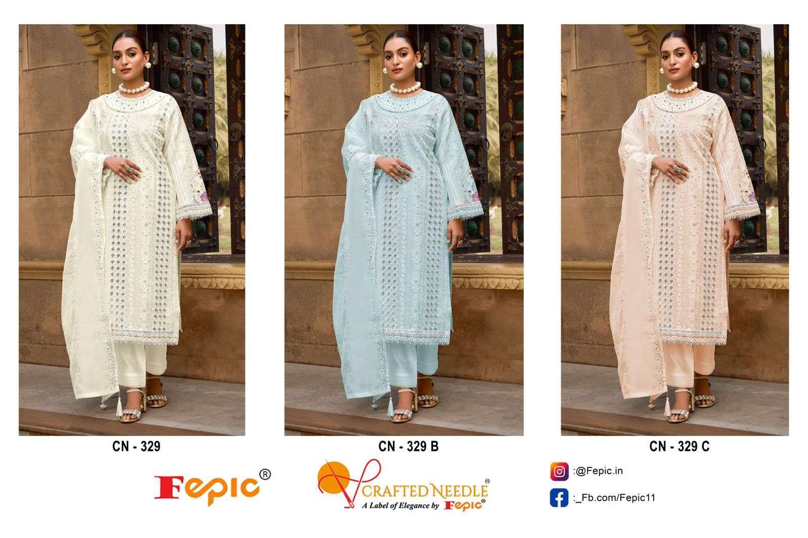 FEPIC CN 329 COLORS HEAVY EMBROIDERED PAKISTANI SUIT WHOLESALE PRICE DEALER 2025
