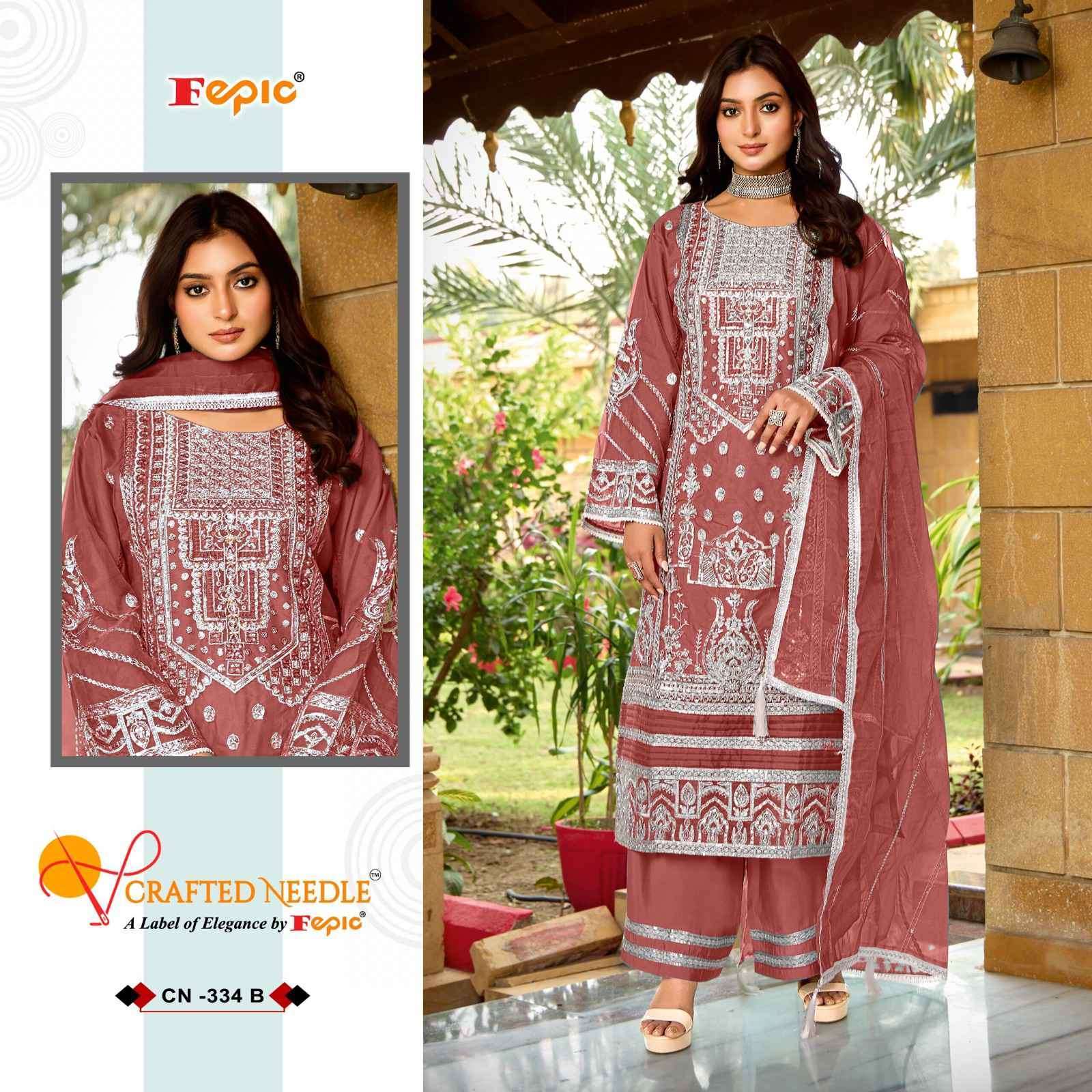 FEPIC CN 334 COLORS DESIGNER ORGANZA PAKISTANI SUIT COLLECTION BEST RATE DEALER 