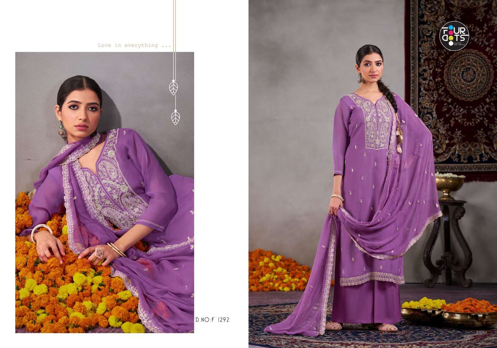 FOURDOTS ROOP FESTIVE WEAR ORGANZA SUIT CATALOG WHOLESALER 2025