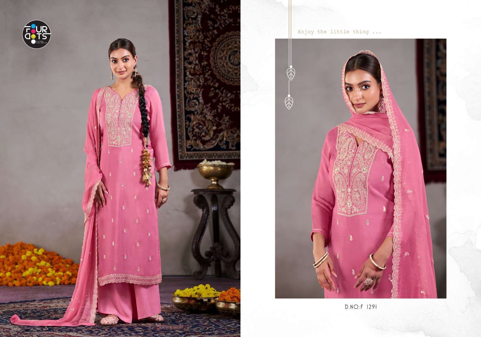 FOURDOTS ROOP FESTIVE WEAR ORGANZA SUIT CATALOG WHOLESALER 2025