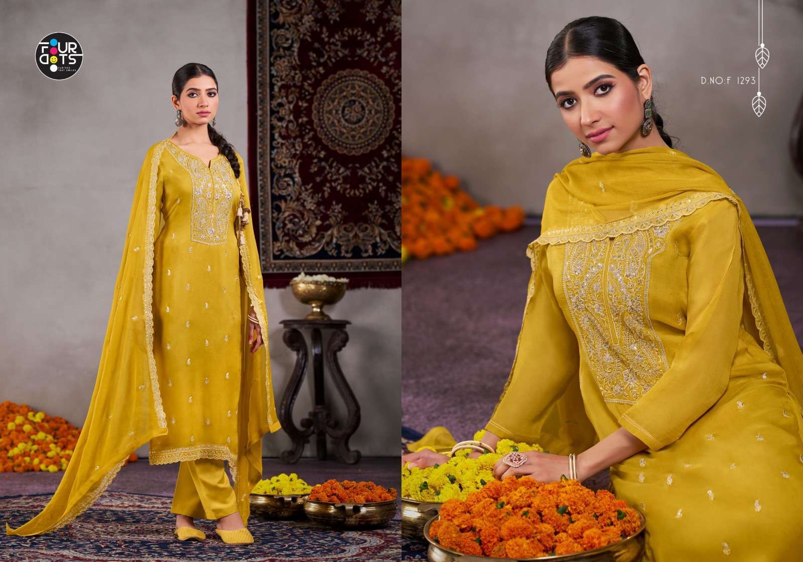 FOURDOTS ROOP FESTIVE WEAR ORGANZA SUIT CATALOG WHOLESALER 2025