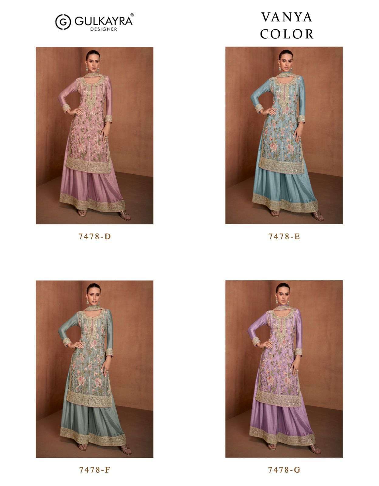 GULKAYRA VANYA COLORS 7478 DESIGNER PALAZZO DRESS CATALOG SUPPLIER 2025