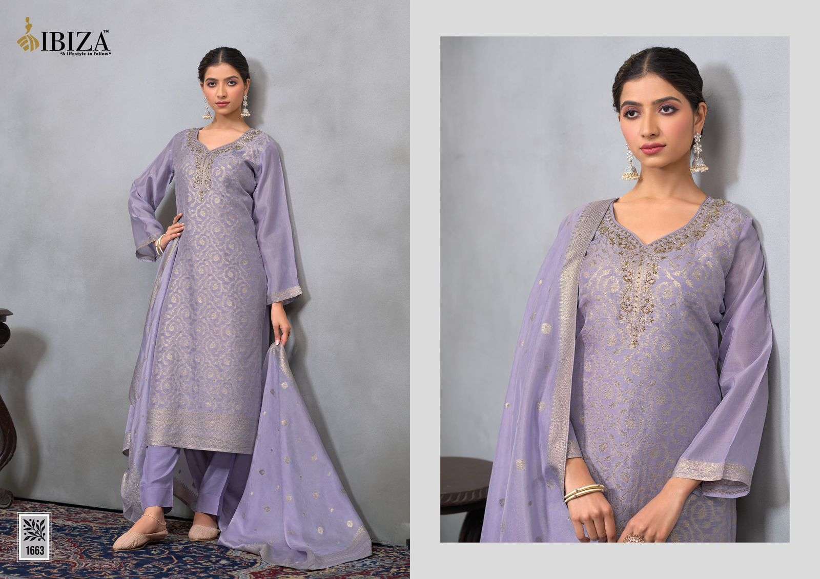 IBIZA NARAH JACQUARD SILK PARTYWEAR DRESS CATALOG EXPORTER 