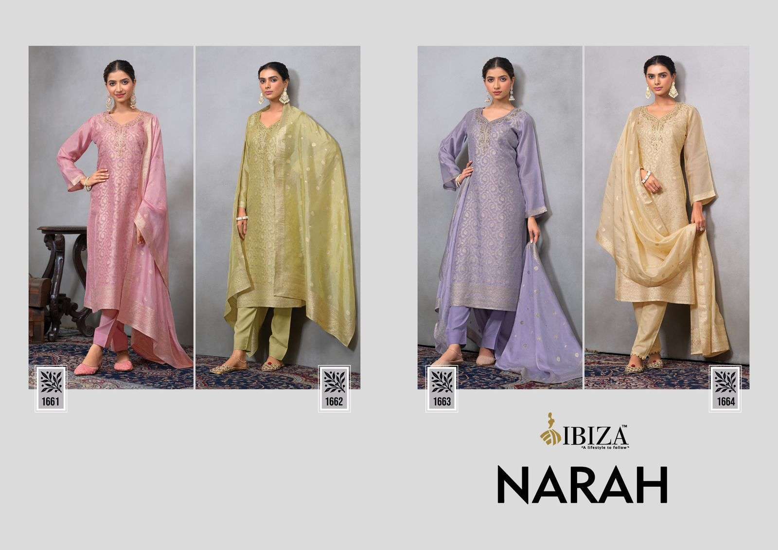 IBIZA NARAH JACQUARD SILK PARTYWEAR DRESS CATALOG EXPORTER 