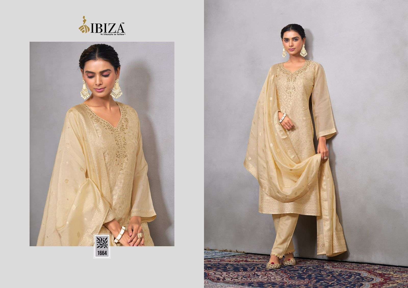 IBIZA NARAH JACQUARD SILK PARTYWEAR DRESS CATALOG EXPORTER 