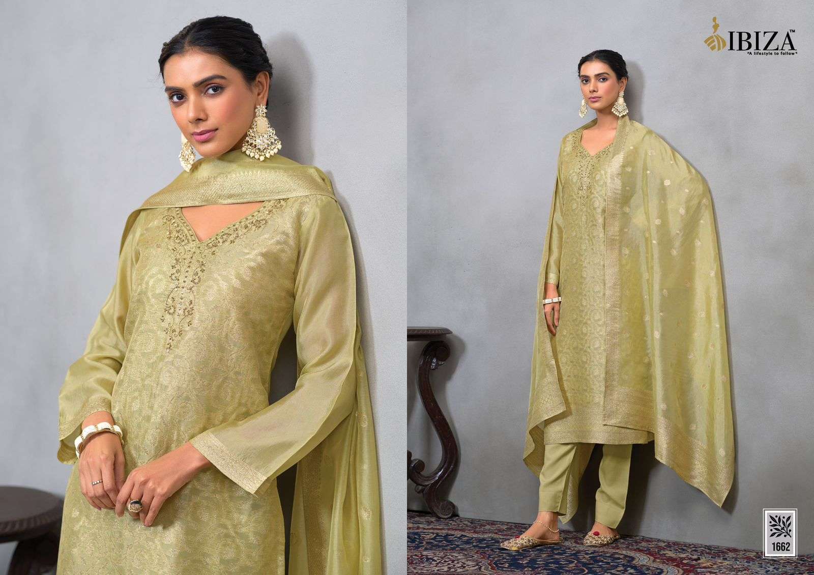IBIZA NARAH JACQUARD SILK PARTYWEAR DRESS CATALOG EXPORTER 