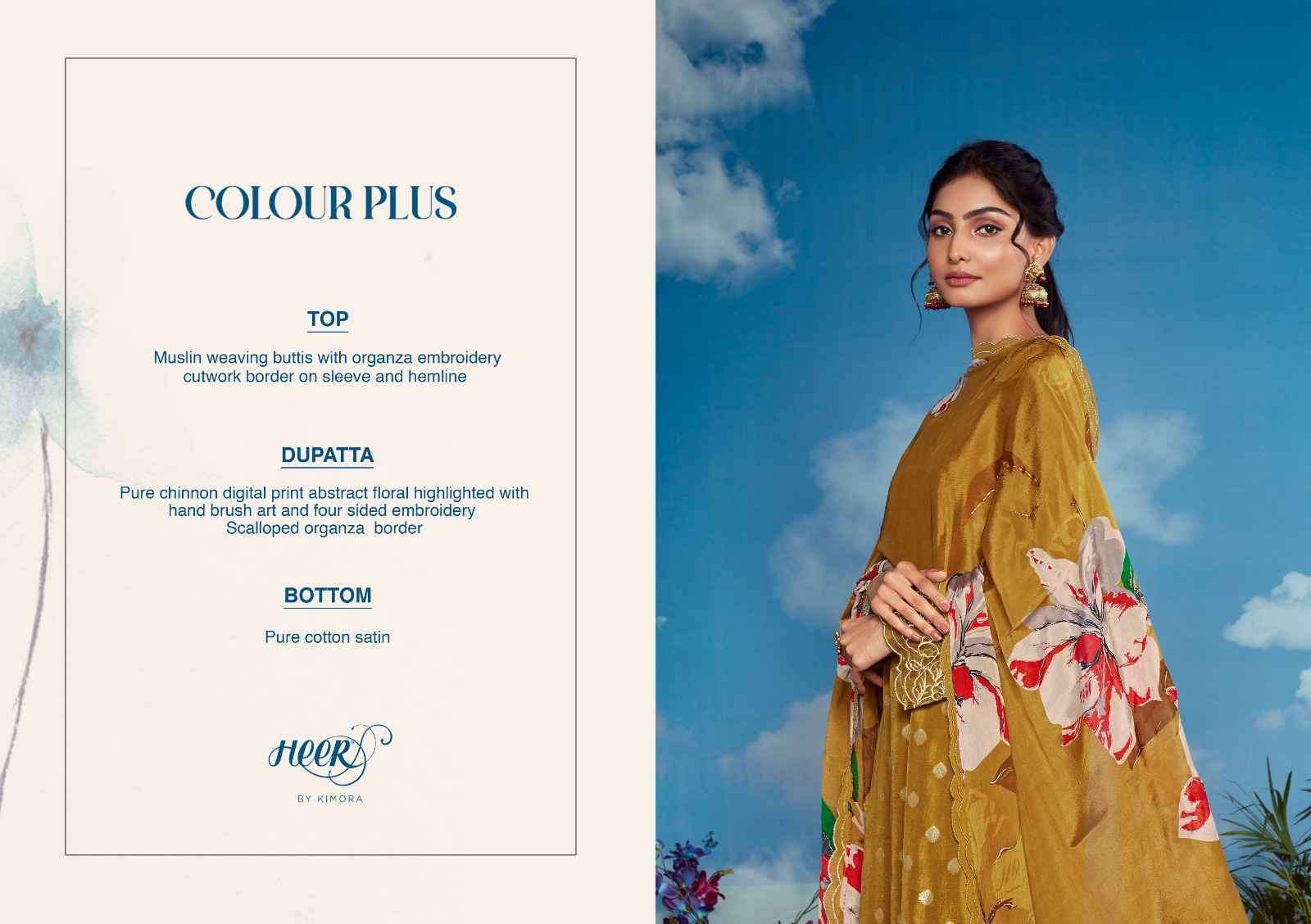 KIMORA HEER COLORS PLUS PARTYWEAR STYLE MUSLIN LADIES SUIT COLLECTION BEST RATE DEALER 2025