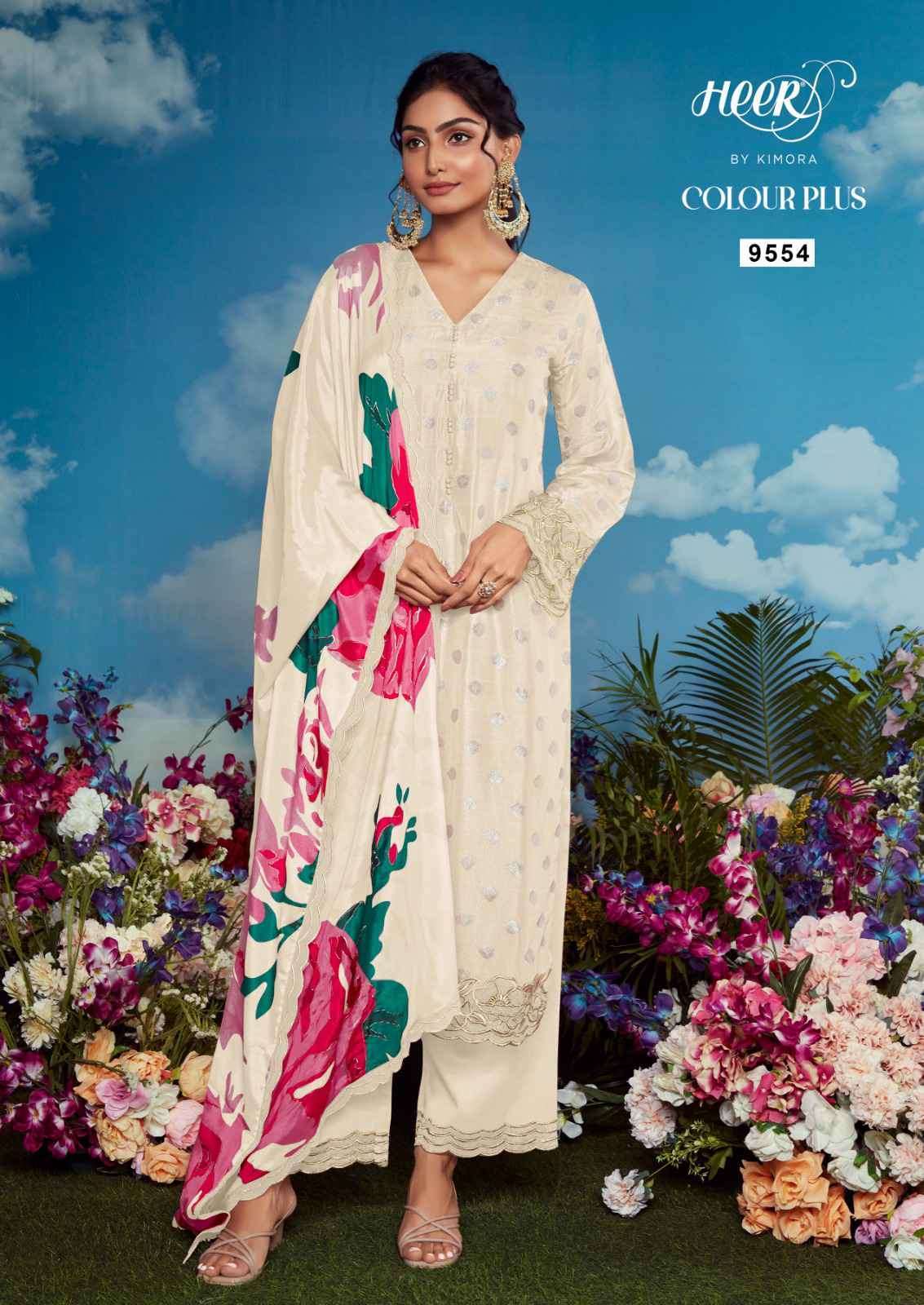 KIMORA HEER COLORS PLUS PARTYWEAR STYLE MUSLIN LADIES SUIT COLLECTION BEST RATE DEALER 2025