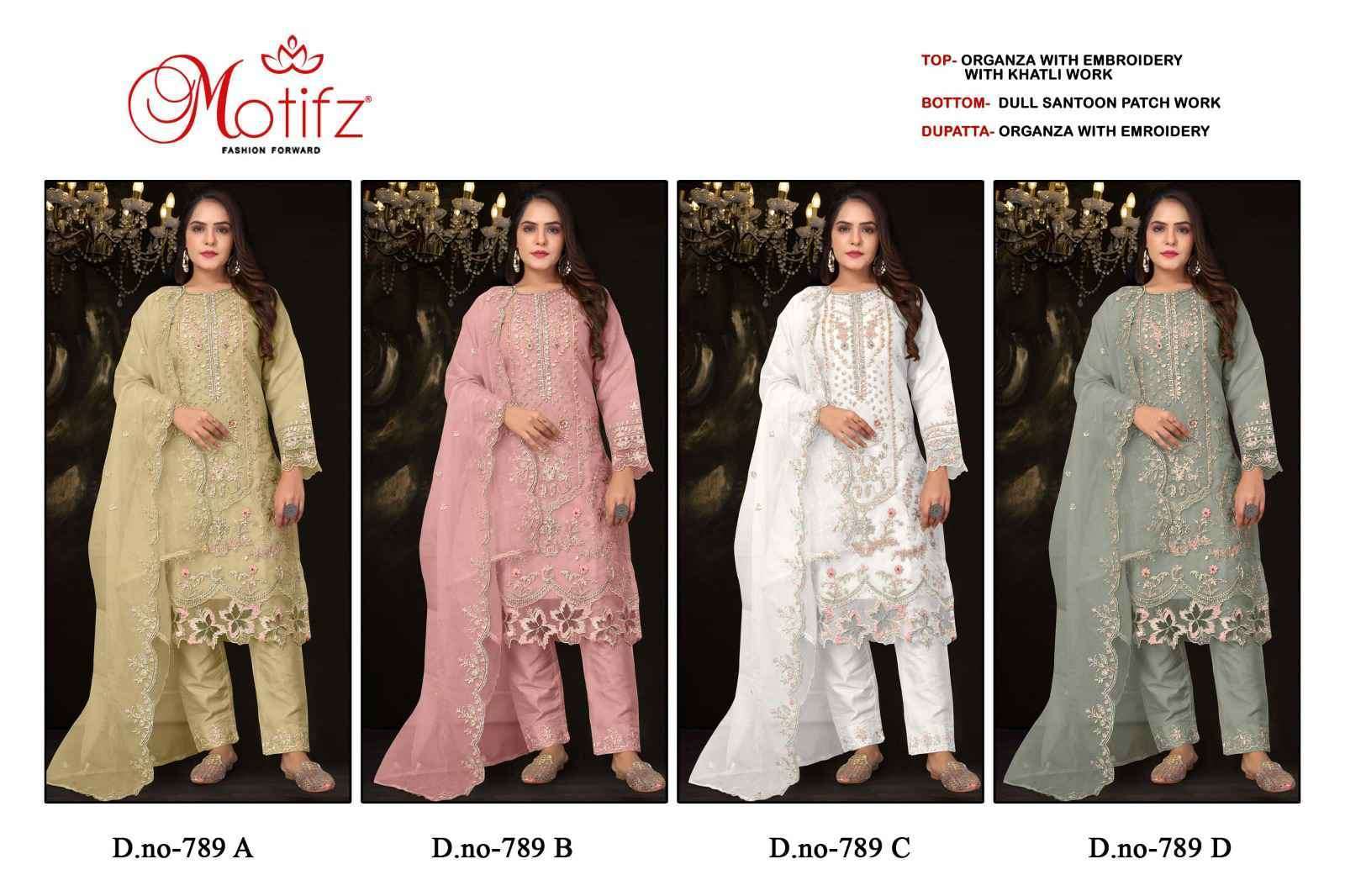 MOTIFZ D 789 COLORS ORGANZA EMBROIDERY WITH PAKISTANI DESIGN DRESS COLLECTION